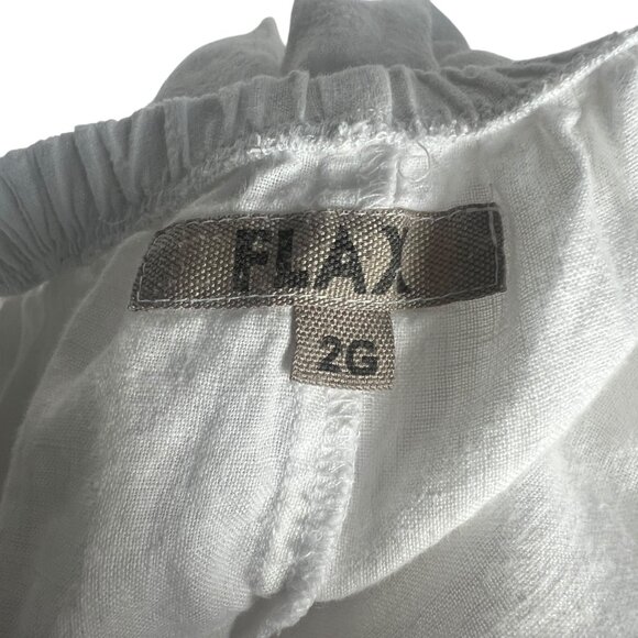 FLAX 100% Linen Wide Leg Elastic Waist Pants in White Size 2G (22-24) - Picture 6 of 11